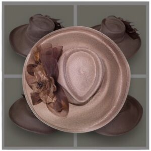 Fine Millinery Collection’s Floral Wide Brim Sinamay Derby Hat
